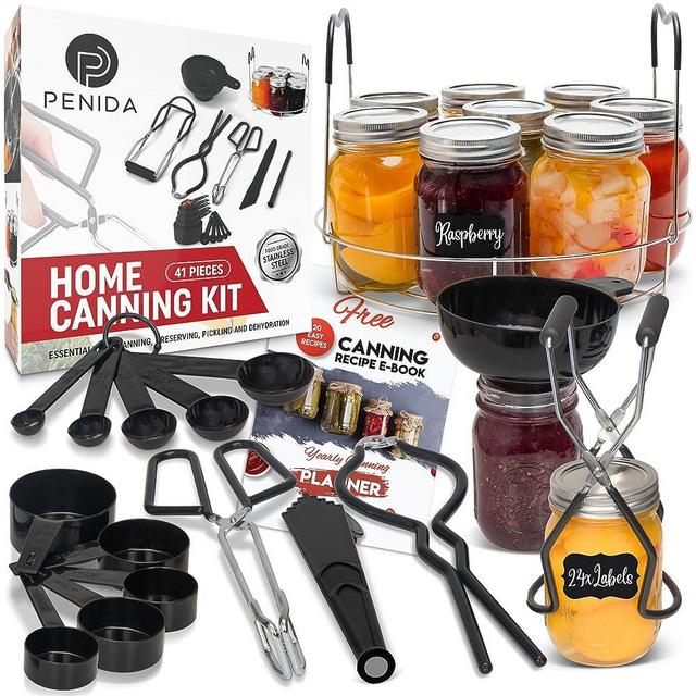 Canning Supplies - Canning Kit with Canning Rack, Canning tools and Equipment -40pc Canning Set: Canning Funnel, Jar Lifter, 3 in 1 canning tool, Tongs and more Canning Accessories –ideal pickling kit