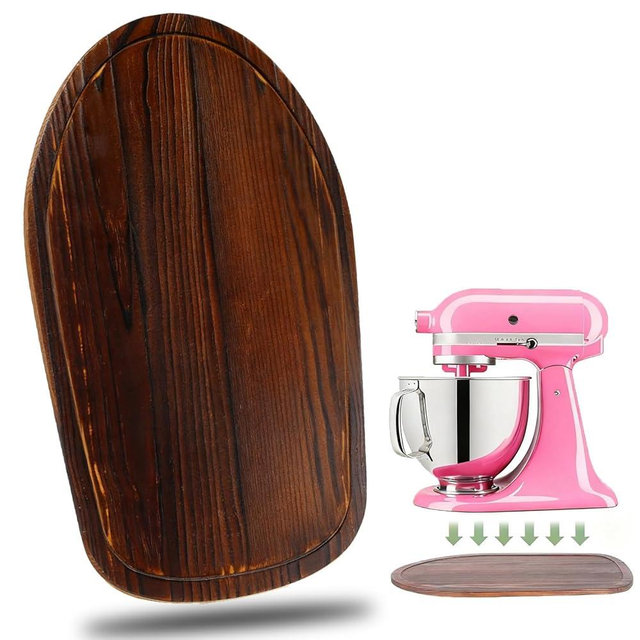 Mixer Slider Compatible with KitchenAid 4.5-5 Qt Tilt-Head Stand Mixer, Appliance Sliding Mat Accessories for Kitchen Aid, Countertop Moving Tray Attachments Fits for KitchenAid Artisan (Pine Wood)