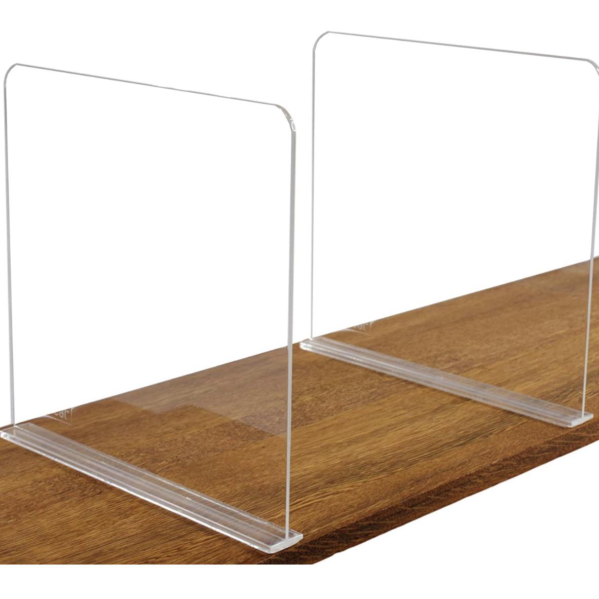 CY craft Acrylic Shelf Dividers for Closets,Wood Shelf Dividers, 4 PCS Clear Shelf Separators,Perfect for Clothes Organizer and Bedroom Kitchen Cabinets Shelf Storage and Organization