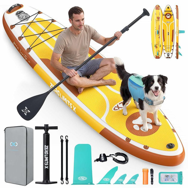 ZLX Inflatable Stand Up Paddle Board, 10'6" SUP Non-Slip Stable Deck Pad, Unique Center Fin, Premium Accessories, Paddleboard for Adults, Beginners, All Skill Levels