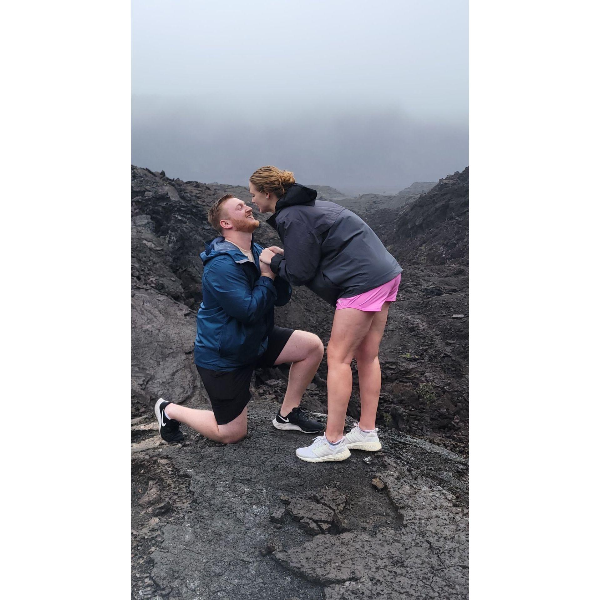 Mike popped the question while we were on vacation in Hawaii. We were hiking Kīlauea, one of the volcanos in the Hawaiian Islands.