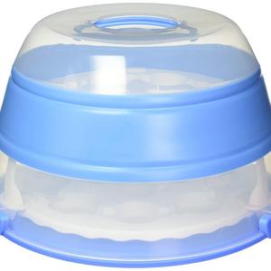 Progressive BCC-6 Prepworks Collapsible Cupcake and Cake Carrier, 24 Cupcakes, 2 Layer, Easy to Transport Muffins, Cookies or Dessert to Parties - Blue