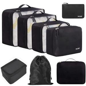 BAGAIL 8 Set Packing Cubes Luggage Packing Organizers for Travel Accessories-Jet Black