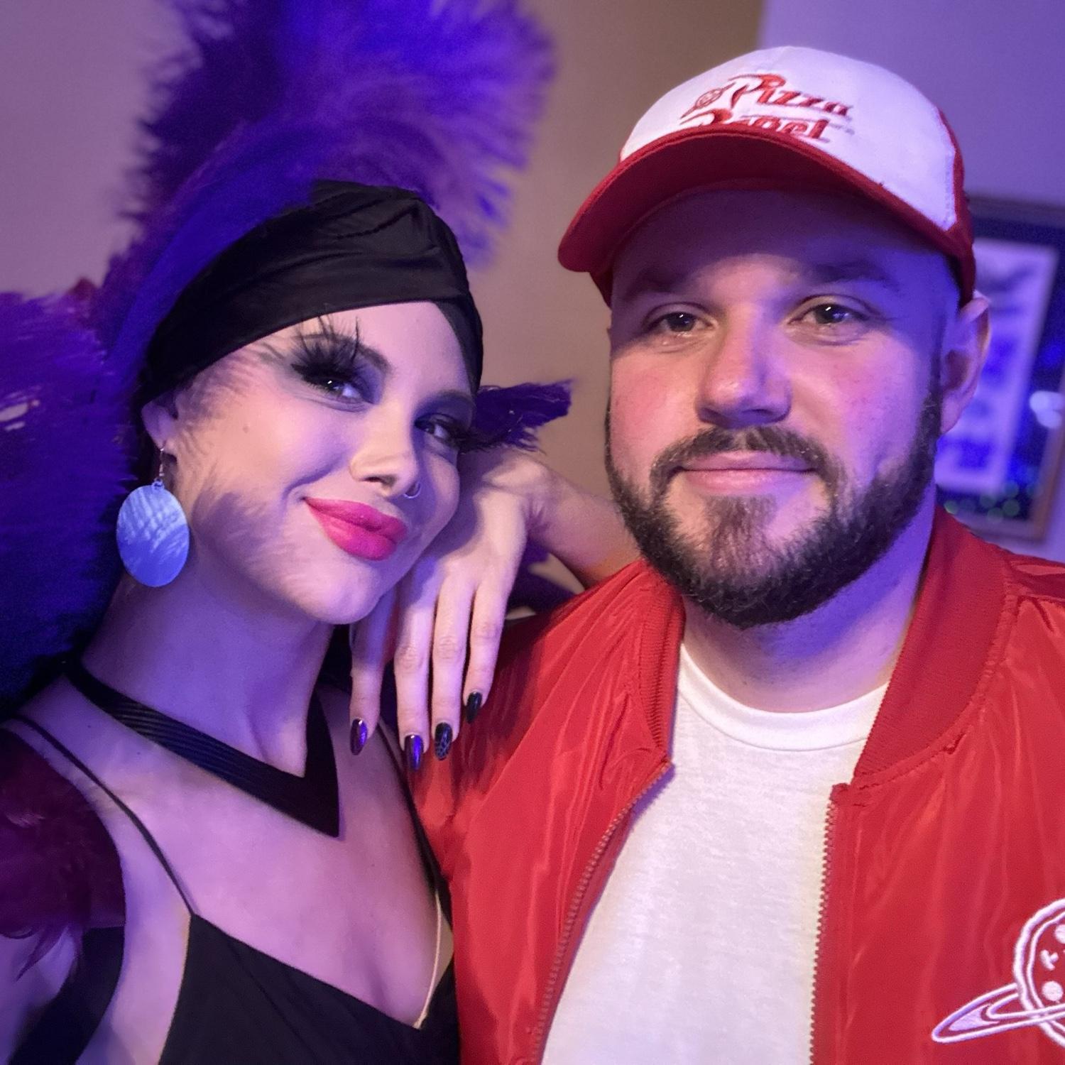 First Halloween Party as Yzma and Pizza Planet Delivery Boy. 2023.