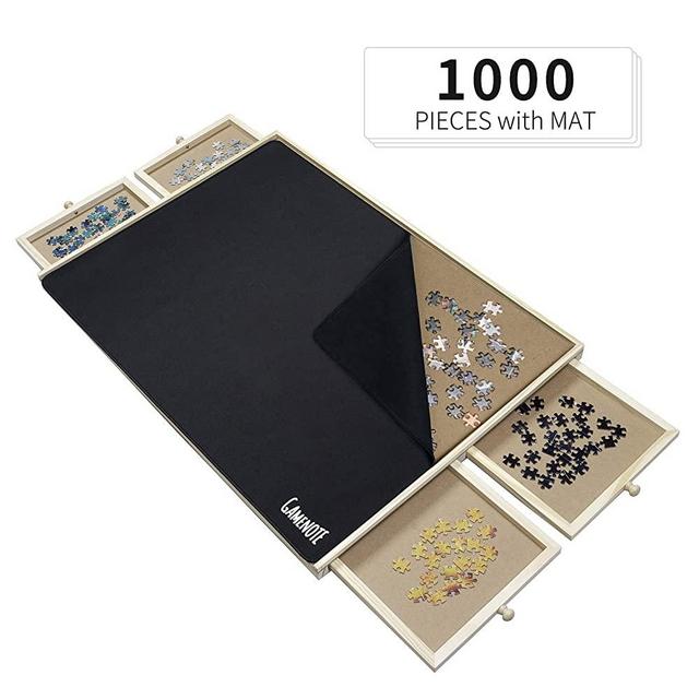 Gamenote Jigsaw Puzzle Board with Cover Mat - Portable Large Puzzle Table with Drawers for Adults, Wooden Smooth Plateau Work Surface (1000 Pieces)