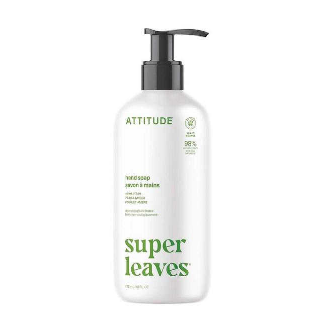 ATTITUDE Liquid Hand Soap, EWG Verified, Plant and Mineral-Based, Vegan Personal Care Products, Pear & Amber, 16 Fl Oz