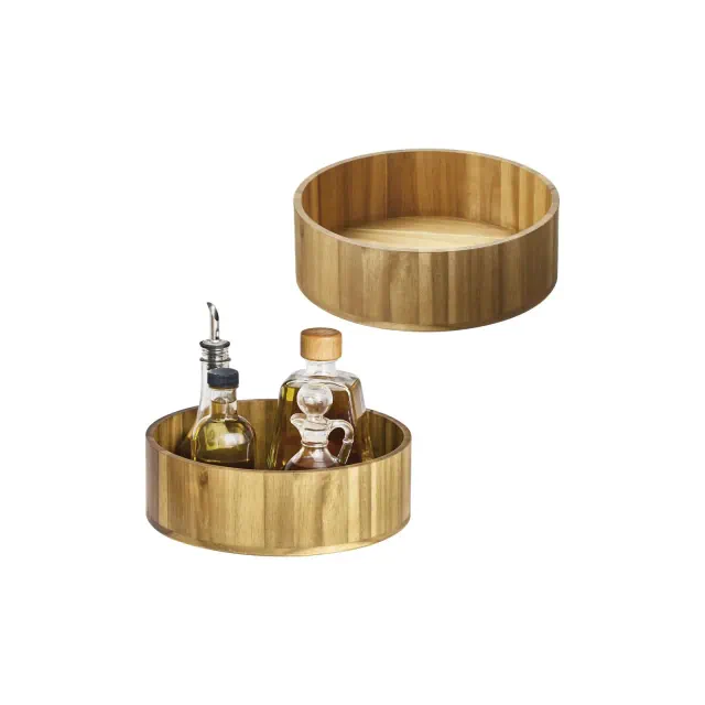 iDesign 10-Inch Round Acacia Wood Lazy Susan Organizer for Kitchen - Set of 2 - Natural