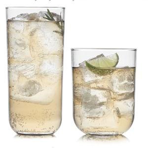 Libbey Polaris Tumbler and Rocks Glass Set, Elegant Drinkware Glasses Set, Lead-Free Tall Drinking Glasses with Modern Clean Lines, Dishwasher Safe Drinking Glasses Set of 16, Axis