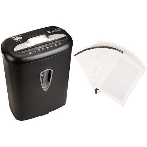 AmazonBasics 8-Sheet Cross-Cut Paper and Credit Card Shredder and Shredder Sharpening & Lubricant Sheets (Pack of 24) Bundle