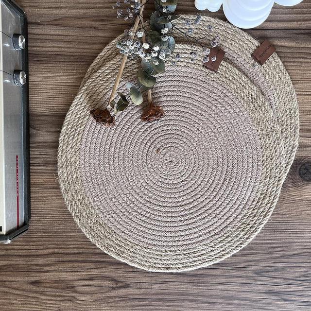 Jute handmade beige supla set, jute effect ethnic decor placemat, kitchen decor, handwoven jute placemat, serving decor ideas,14x14''