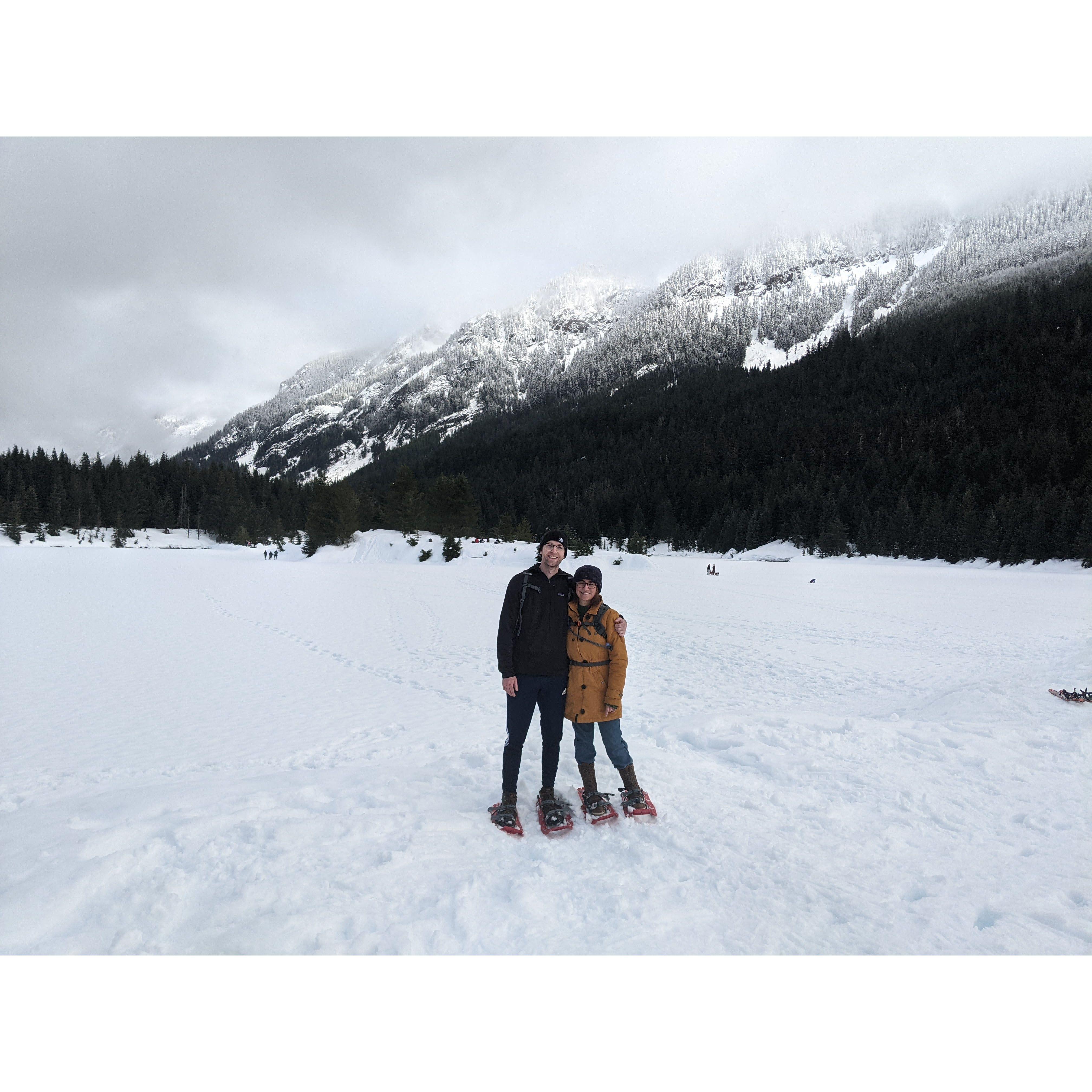 Snowshoeing around Gold Creek Pond in Washington - February 2022
