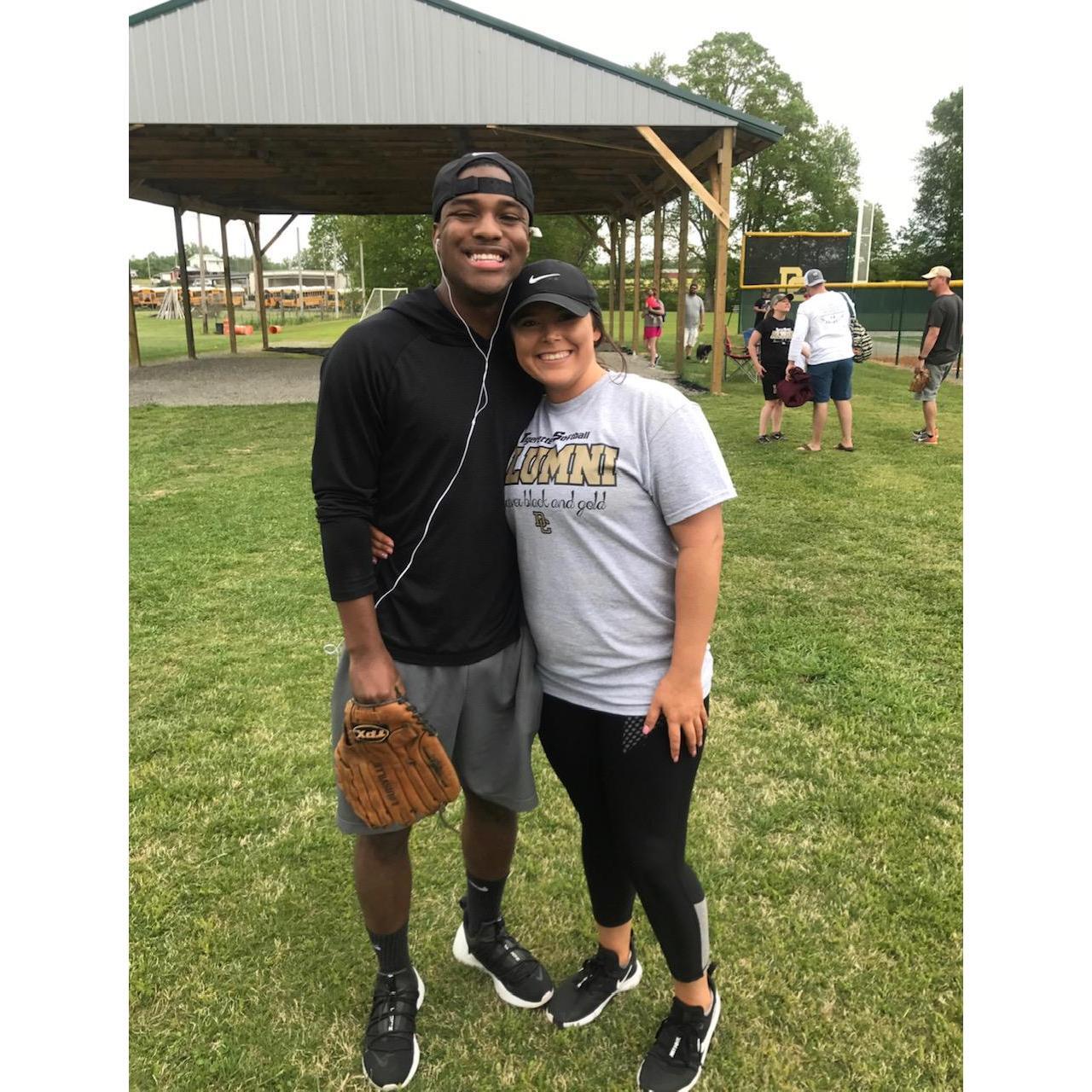 He came to support me in the alumni softball game.