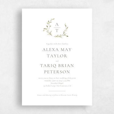 White Wedding Invitation - Somerset Portrait