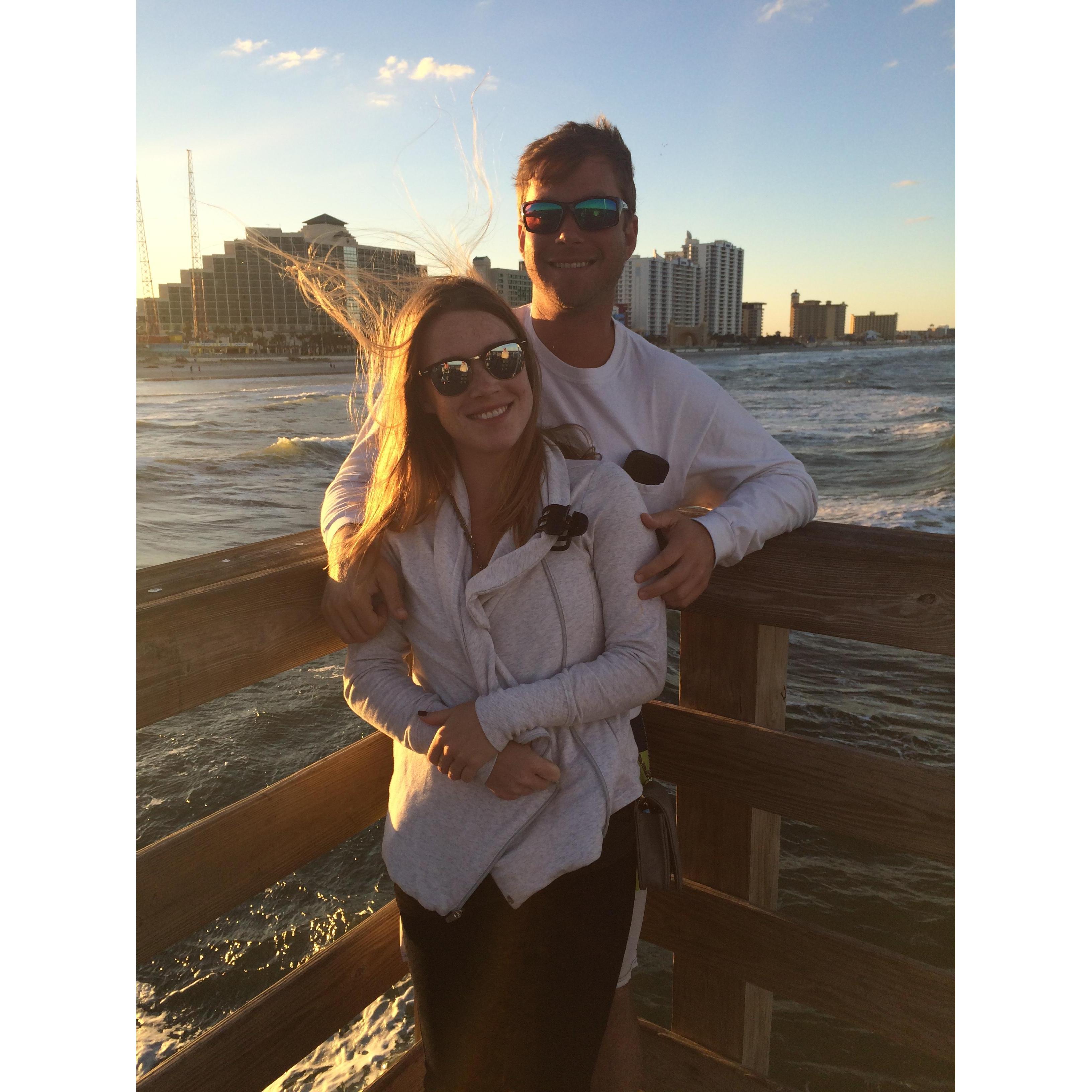 On the pier in Daytona Beach, where Ryan and Katie live