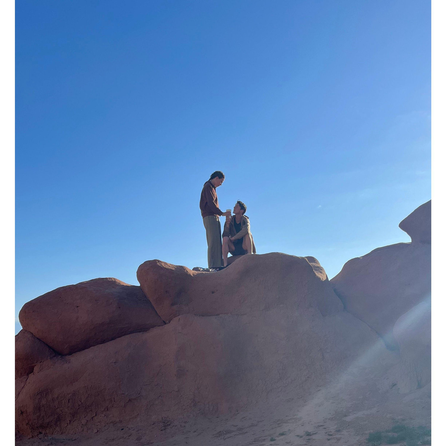 No, he is not proposing... I am giving Jerome coffee after he slept on that rock all night