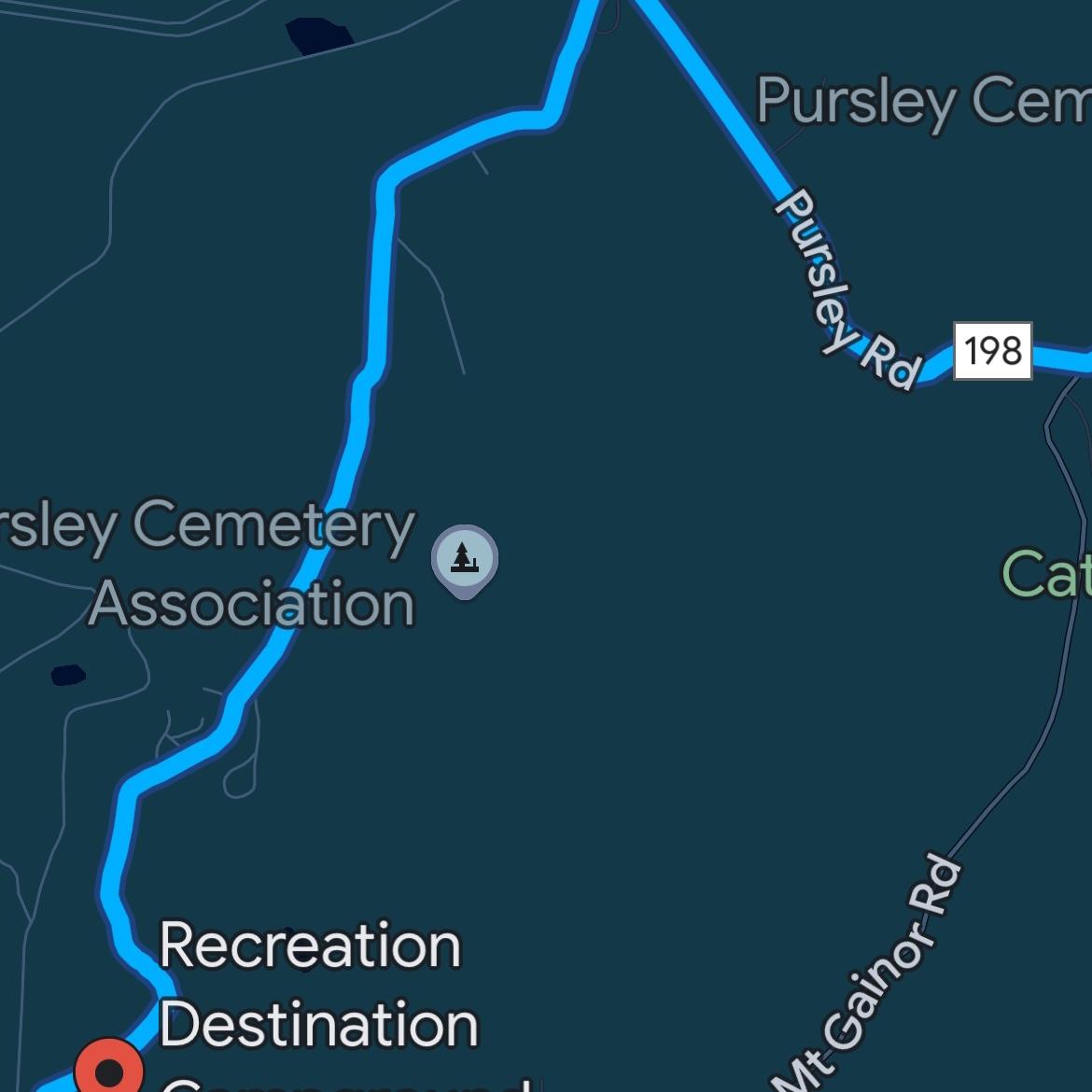 Search for balloons when turning left off Pursley Rd, and follow the dirt road all the way down to the gate.