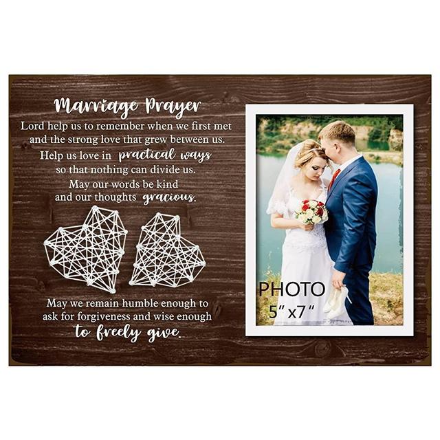 Buecasa Wedding Signs Marriage Prayer Picture Frame 5x7 Inches - Home Wedding Gifts Bedroom Decor for Couples - Marriage gifts for Women Bride to Be