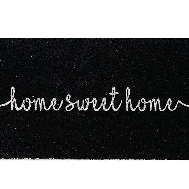 Theodore Magnus Natural Coir Doormat with Non-Slip Backing - 17 x 30 - Outdoor / Indoor - Black - Home Sweet Home - COIR-1730-15-112