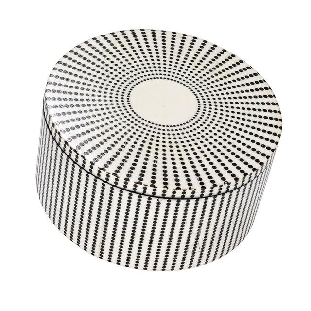 Creative Co-Op Round Resin and Reclaimed Wood Box, Black and White