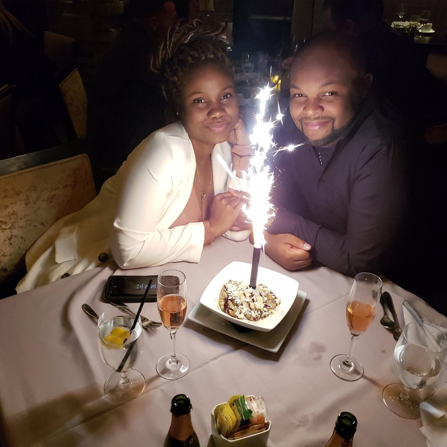 One of our many Birthday dinners together (Top 3 Steak houses)