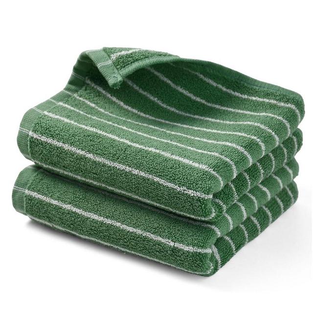 Jacquotha Hand Towels for Bathroom Green Striped - 2-Piece Premium Quick Drying Towels for Kitchen Spa Workout, Stylish Compact Towels for Hand Face Hair, 14” x 29”