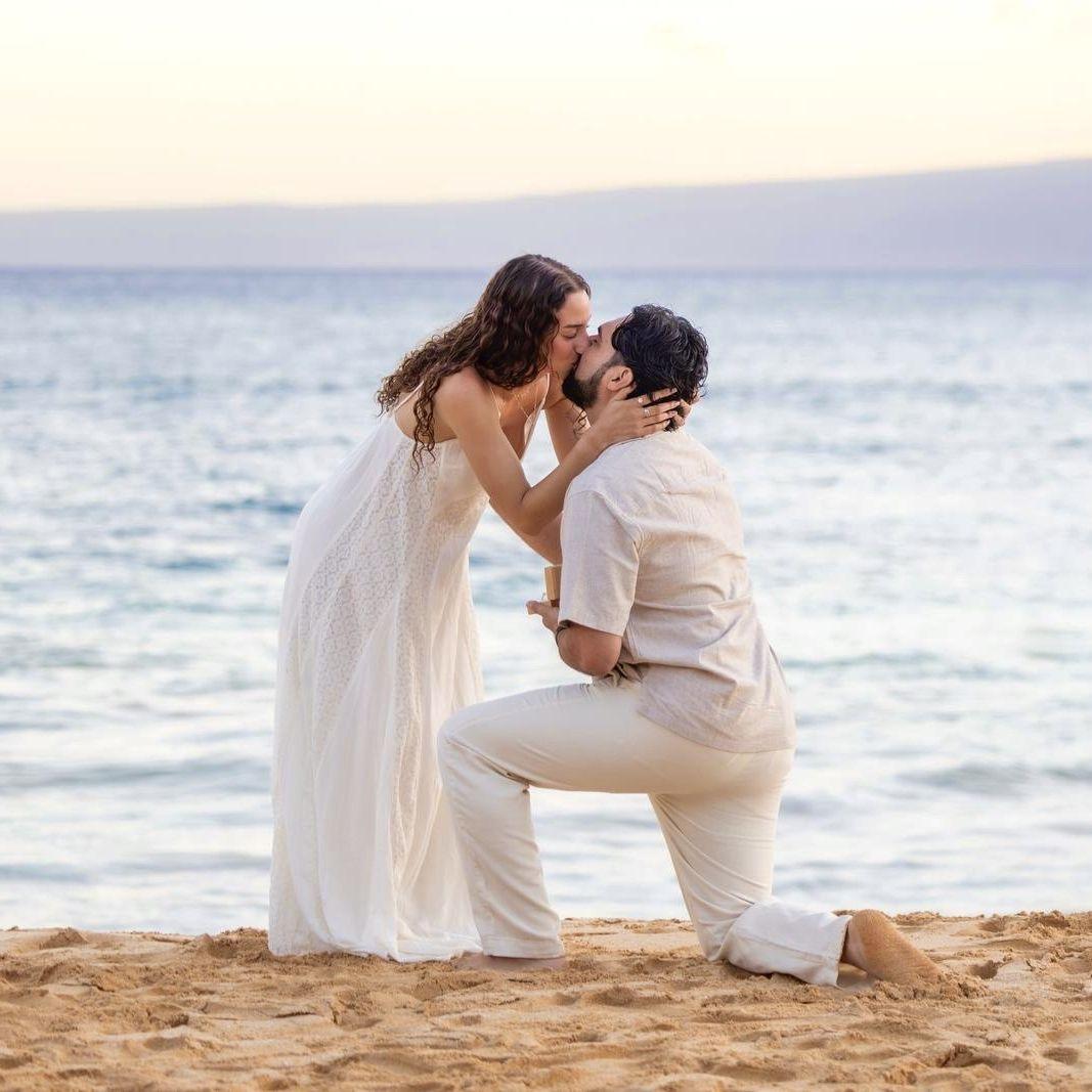 First Kiss as an Engaged Couple