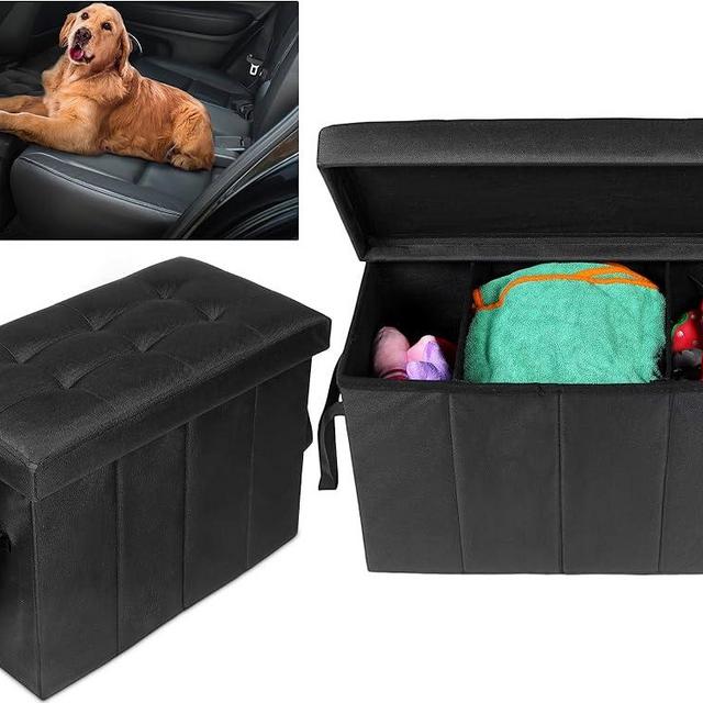 Datanly 2 Pack Car Back Seat Extender for Dogs up to 300lbs Car Seat Gap Filler Back and Front Dog Car Seat Extender with Storage Prevent Your Dogs from Falling Off The Seat (Black)