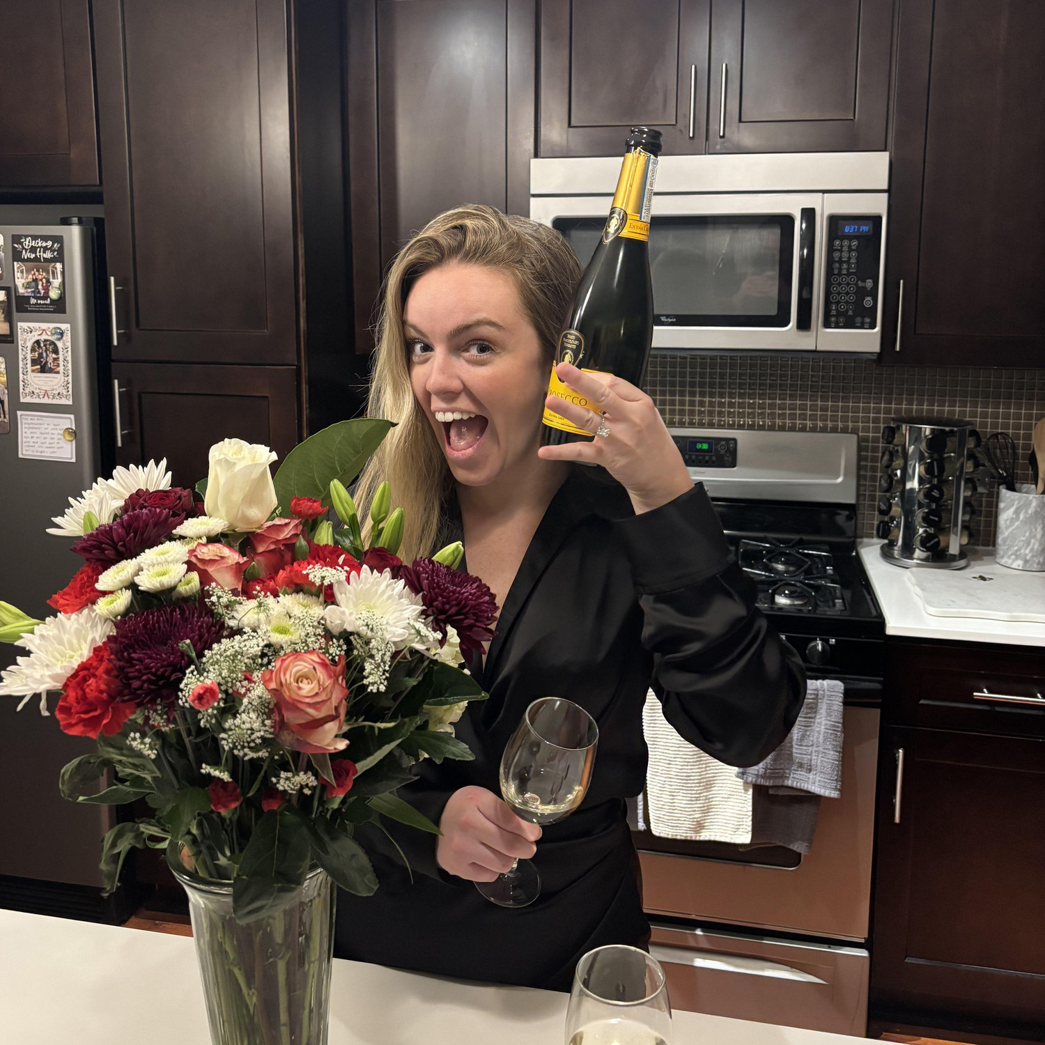 This was taken on our -1 anniversary (2/14/25).  Kyle did a great job on the flowers!