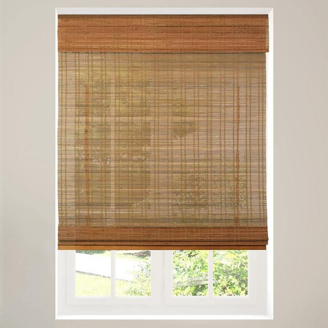 CALYX INTERIORS Cordless Bamboo Roman Shade Blind, Light Filtering, 22.5" W x 48" H, Ceylon Light Russet