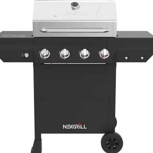 Nexgrill 4-Burner Propane Gas Grill in Black with Stainless Steel Main Lid 720-0925PG