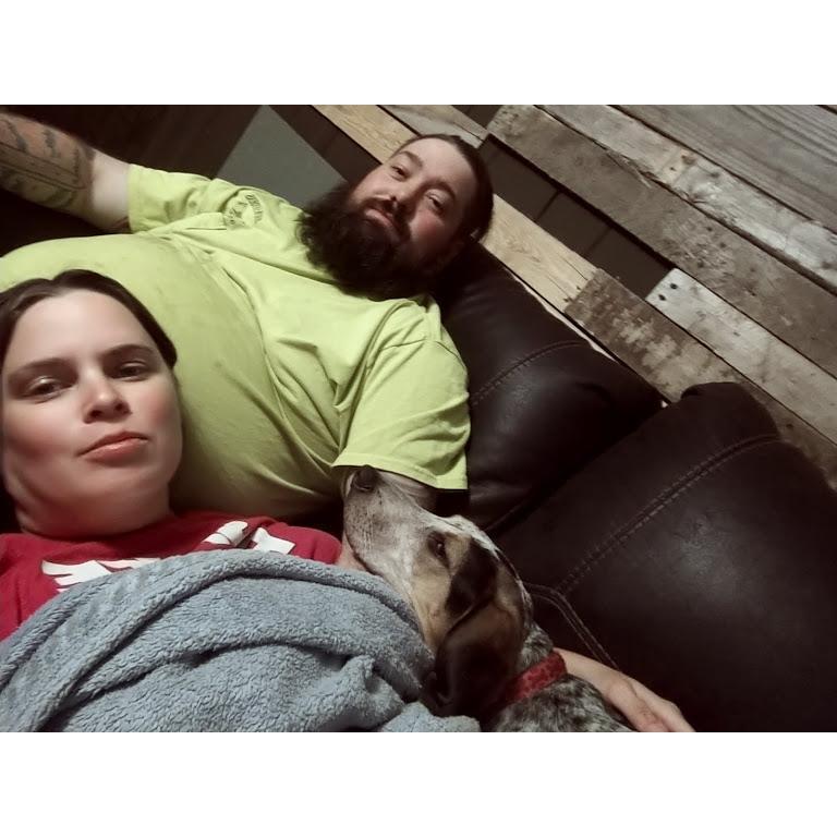 Family naps on the couch, the year we got Dolly, 2018