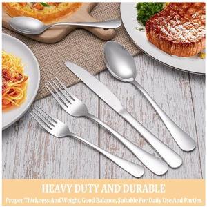 60 Piece Silverware Set Service for 12,Premium Stainless Steel Flatware Set,Mirror Polished Cutlery Utensil Set,Durable Home Kitchen Eating Tableware Set,Include Fork Knife Spoon Set,Dishwasher Safe