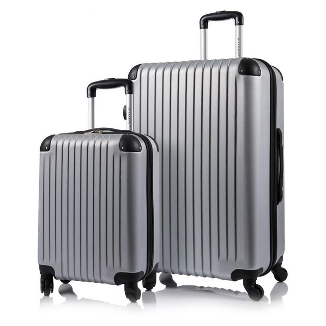 CHAMPS Tourist 2-Piece Hardside Expandable Spinner Luggage Set in Silver