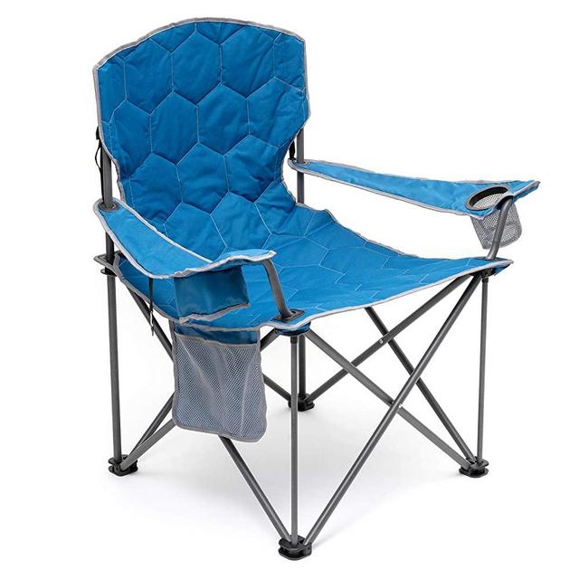 Sunnyfeel XL Oversized Camping Chair, Heavy Duty, Supports 500 LBS, Padded, Portable Folding Chair with Armrest Cup Holder & Side Pocket for Beach/Outdoor/Travel/Picnic, Storage Camp Chairs (Blue)