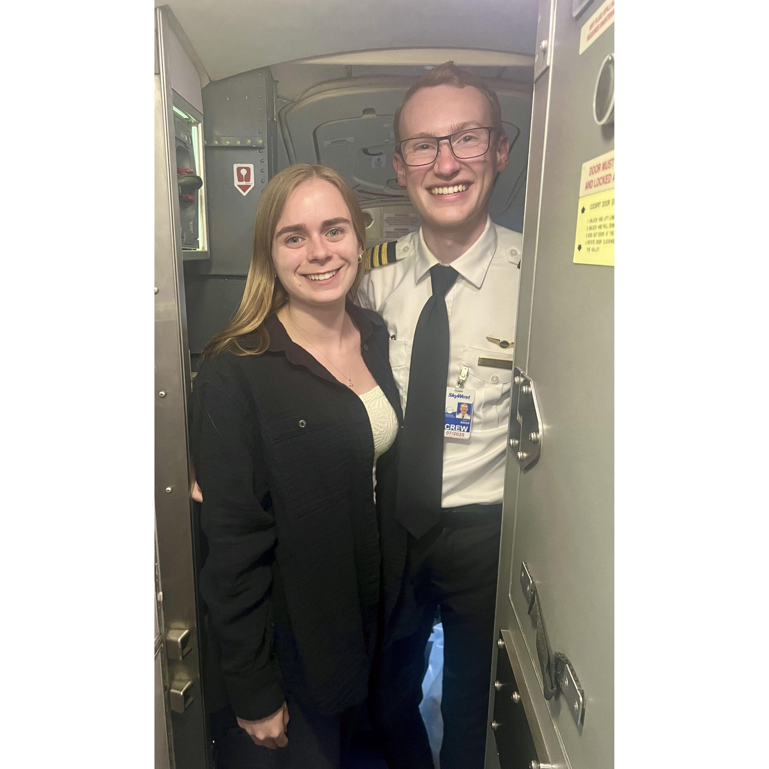 Reese's first time flying on one of my flights, SFO-BOI