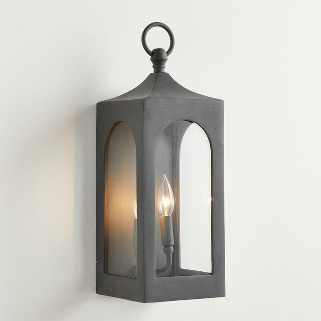 Caleb Metal Lantern Sconce, Zinc