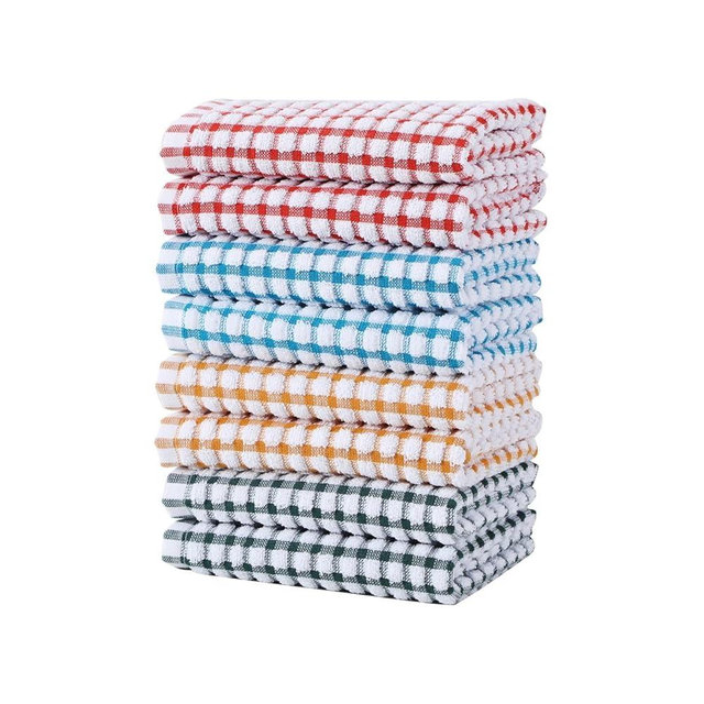 Oeleky Dish Towels for Kitchen, Cotton Kitchen Towels for Drying Dishes Pack of 8 (Multi B, 15X26 inches)