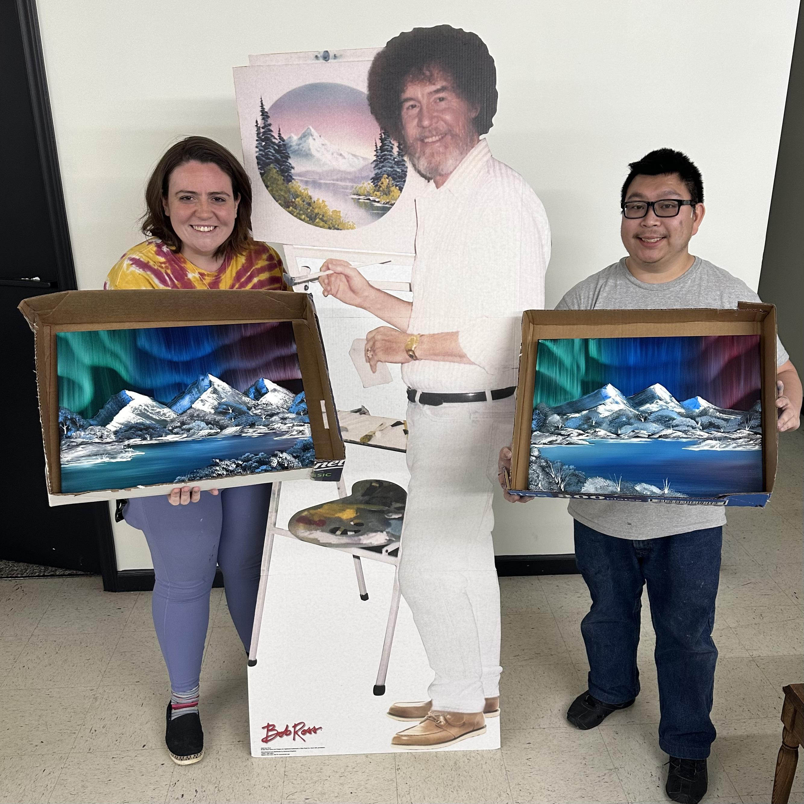 We took a Bob Ross painting class together.