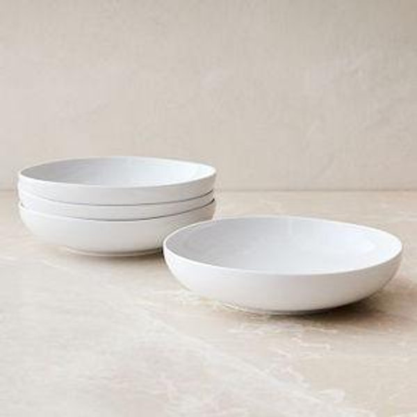 Organic Porcelain Pasta Bowls - White - Set of 8