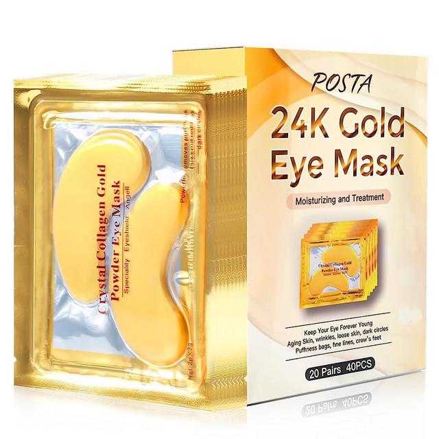 POSTA Gold Eye Mask, 20 Pairs Eye Treatment Mask With Collagen, Under Eye Mask Treatment for Puffy Eyes, Dark Circles Corrector, Used for Eye Bags, Anti Aging Patches Luxury Gift for Women and Men