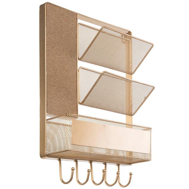 Wall Mail Organizer With Key Hooks