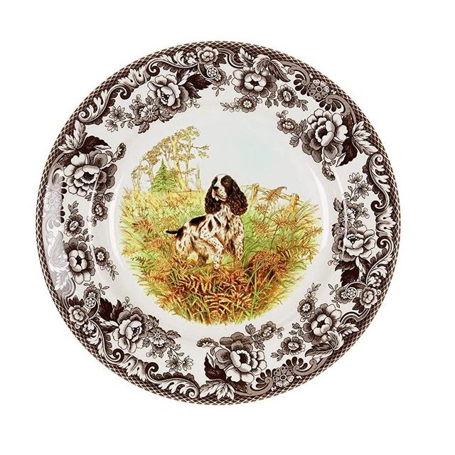 Spode Woodland Hunting Dogs English Springer Spaniel Salad Plate