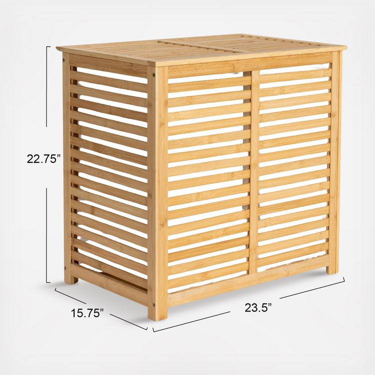 Household Essentials, Bamboo & Cotton Double Laundry Hamper | Zola