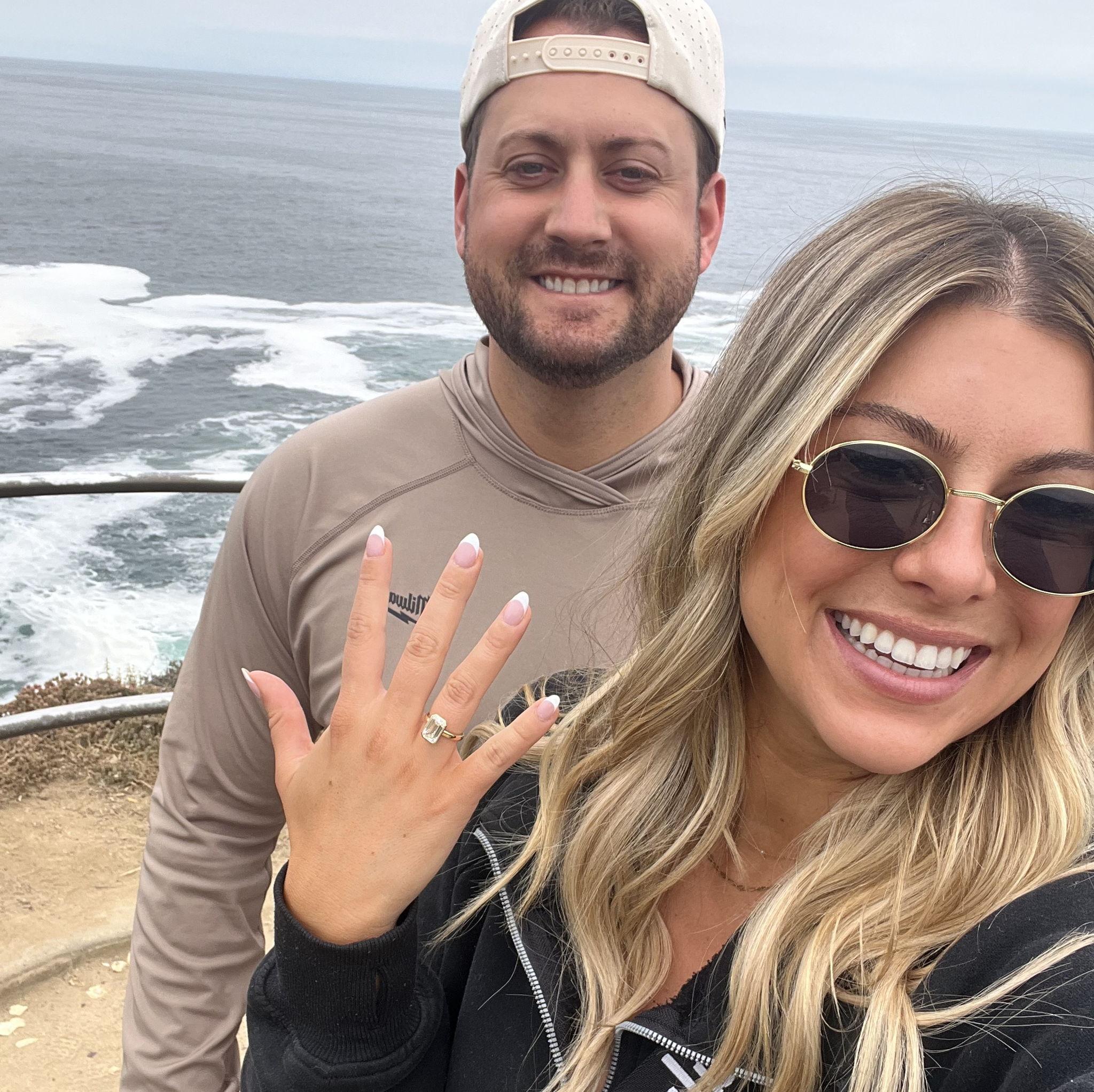 The day after Austin proposed, showing Kelsie the original location where he had wanted to pop the question.