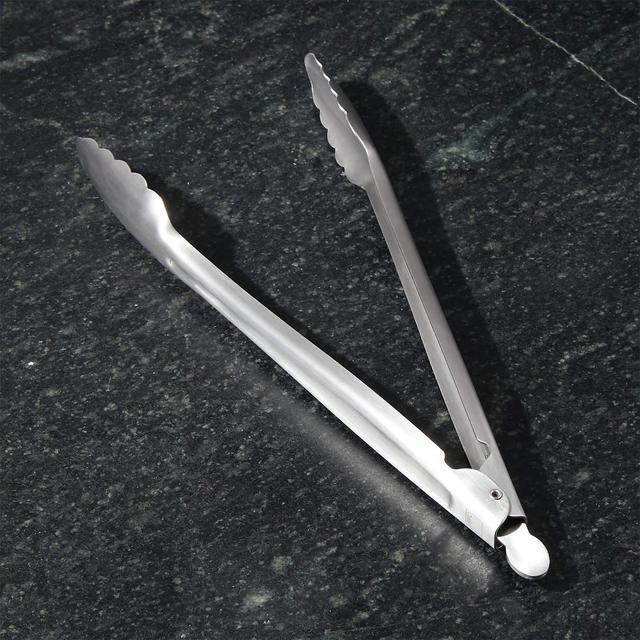 Crate & Barrel 12" Brushed Stainless Steel Tongs