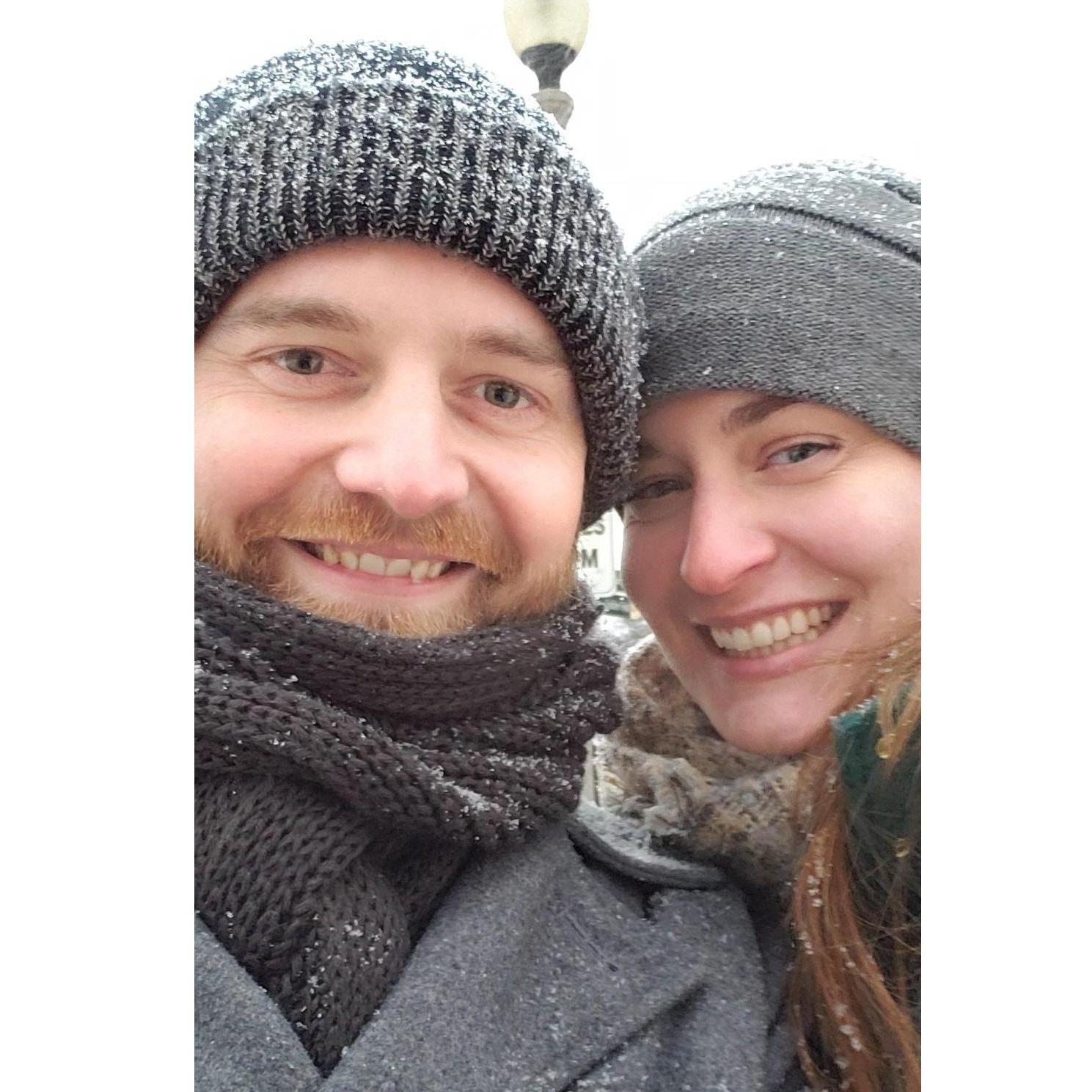 Winter date day downtown at the Field Museum and then caught in a little snowfall