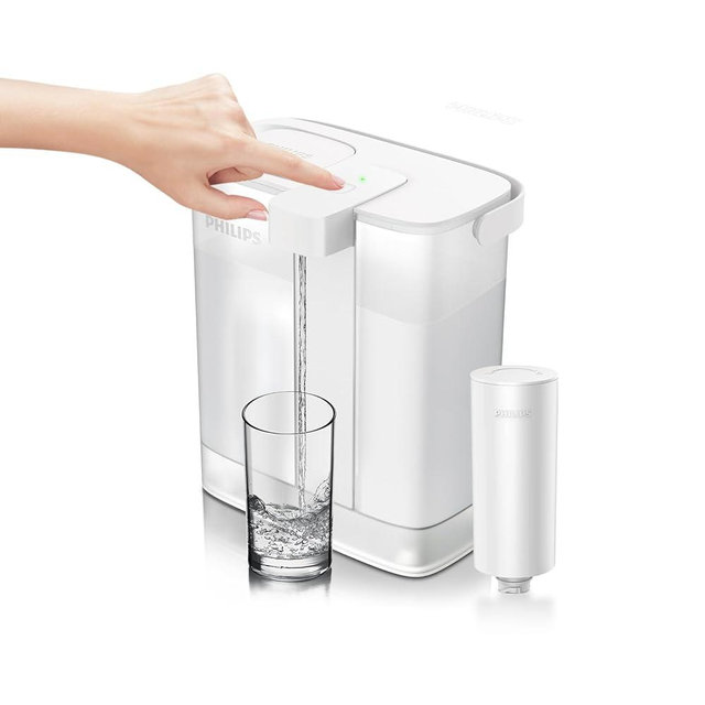 PHILIPS 12 Cup Electric Water Filter Pitcher for Fridge Door, Space-Saving Slim Design, Rechargeable Electric Water Dispenser with Plus Filter, Reduces Lead & 46 Impurities, 3-Month/60-Gallon, ADD5902