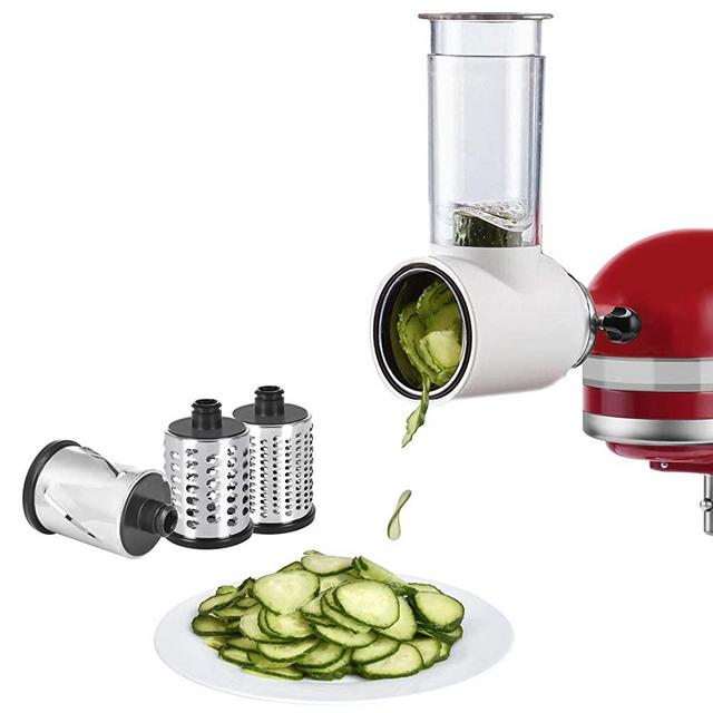Slicer/Shredder Attachment for KitchenAid Stand Mixers, Durable Salad Maker Accessories, Suitable for Chopped Vegetables, Cheese and Salad, White