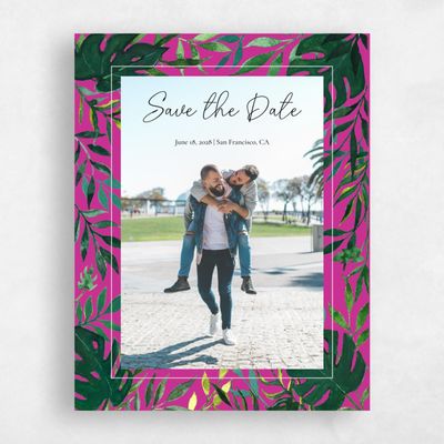 Fuchsia, Pink Wedding Save the Date - Cartago Portrait
