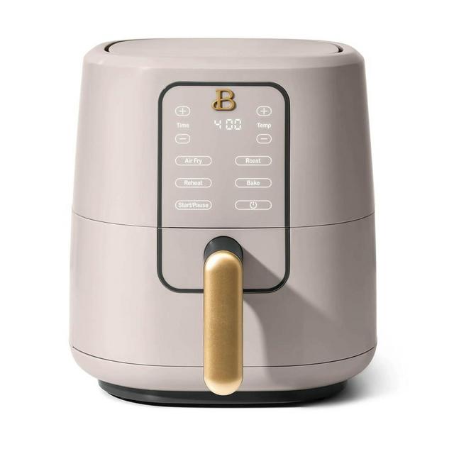 Beautiful Drew Barrymore 3-Quart Digital Air Fryer, TurboCrisp Technology, 4 Presets, 170°F-400°F, Non-Stick, Dishwasher Safe, 1200 Watt. (PORCINI TAUPE)